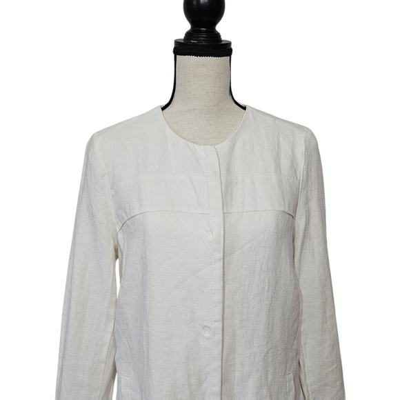 Malvin Hamburg Germany Size 8 Ivory I Love Linen Snap Closure Jacket - Picture 2 of 9